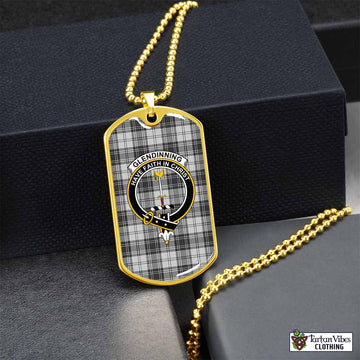 Glendinning Tartan Dog Tag Necklace with Family Crest Gold No - Tartan Vibes Clothing