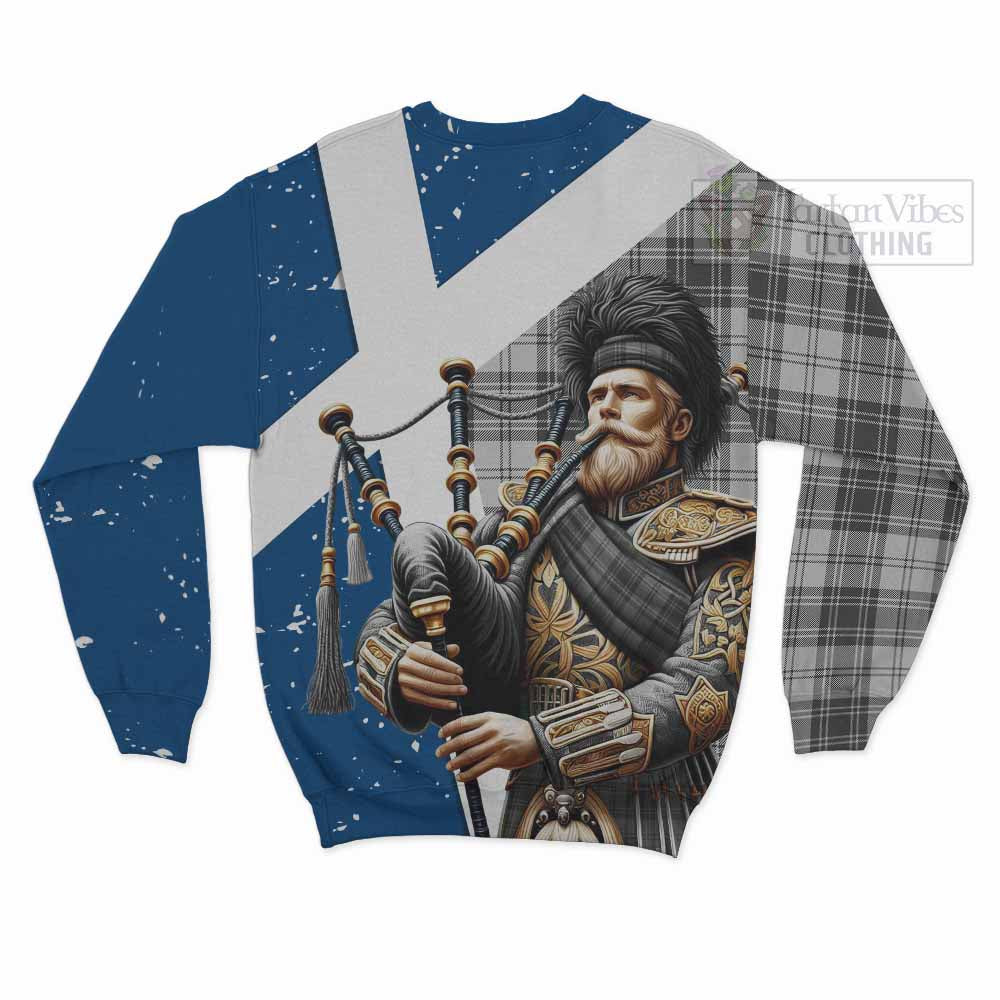 Glendinning Tartan Sweatshirt with Family Crest Scottish Bagpiper Vibes - Tartan Vibes Clothing