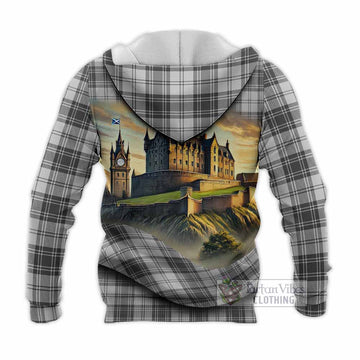 Glendinning Tartan Family Crest Knitted Hoodie with Scottish Ancient Castle Style - Tartan Vibes Clothing