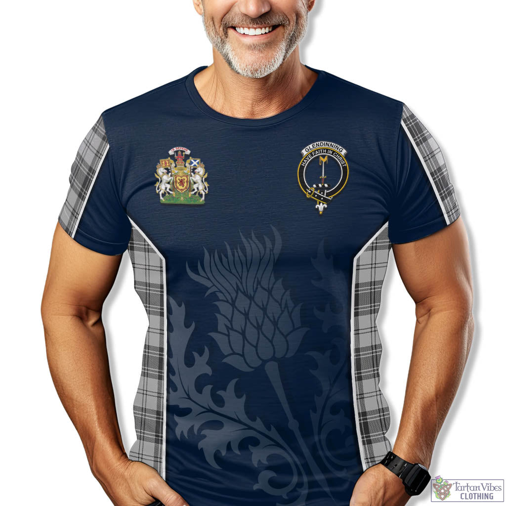 Glendinning Tartan T-Shirt with Family Crest and Scottish Thistle Vibes Sport Style - Tartan Vibes Clothing
