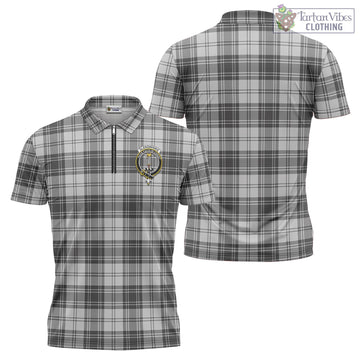 Glendinning Tartan Zipper Polo Shirt with Family Crest - Tartan Vibes Clothing