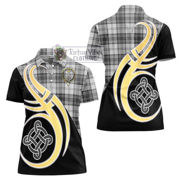 Glendinning Tartan Women's Polo Shirt with Family Crest and Celtic Symbol Style - Tartan Vibes Clothing