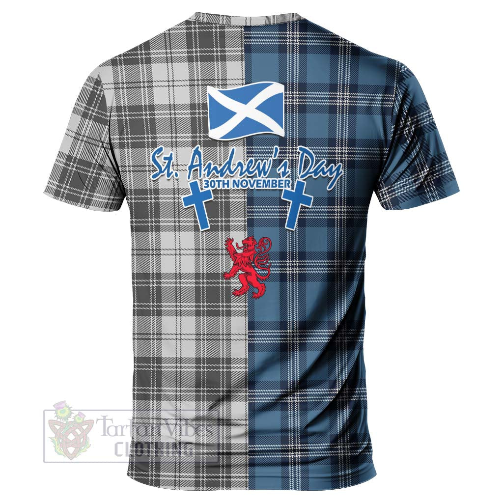 Glendinning Tartan T-Shirt Happy St. Andrew's Day Half Tartan Style - Tartan Vibes Clothing