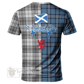Glendinning Tartan T-Shirt Happy St. Andrew's Day Half Tartan Style - Tartan Vibes Clothing