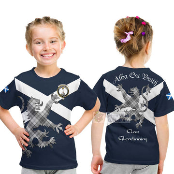 Glendinning Tartan Lion Rampant Kid T-Shirt Proudly Display Your Heritage with Alba Gu Brath and Clan Name - Tartan Vibes Clothing