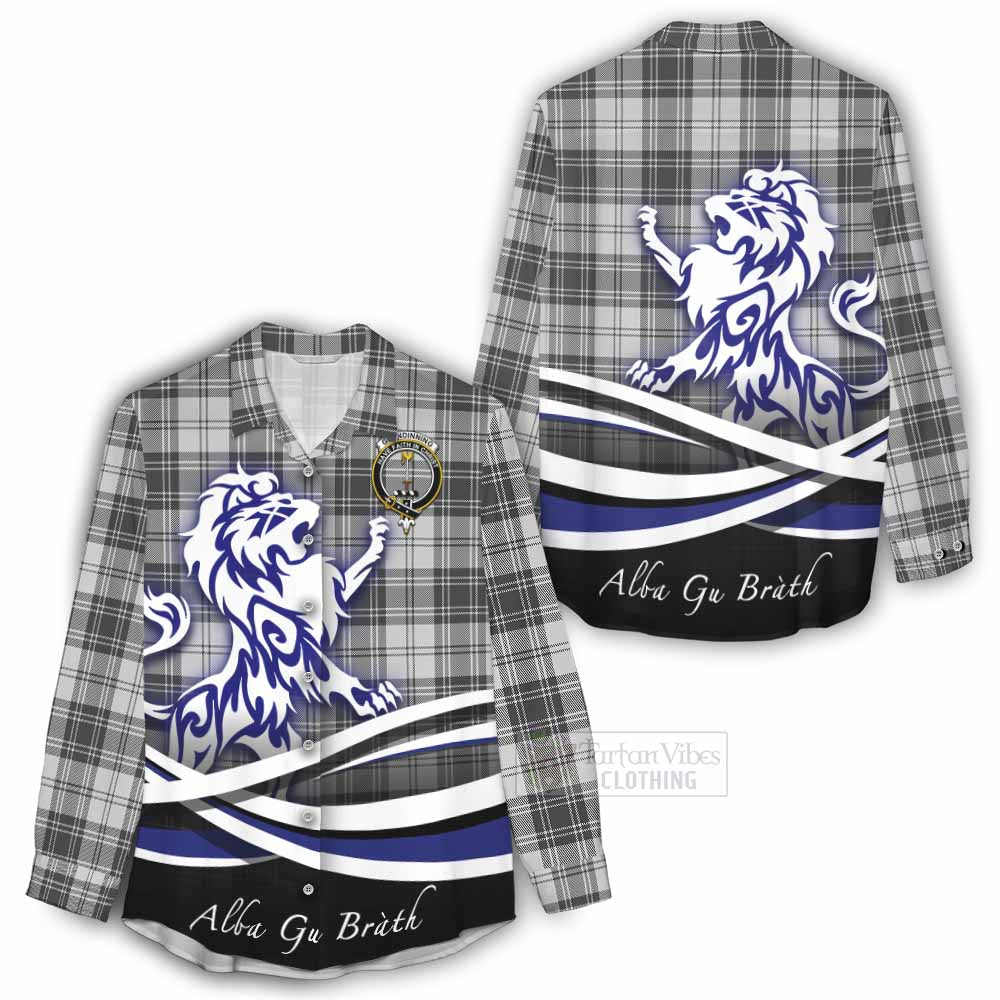 Glendinning Tartan Women's Casual Shirt with Alba Gu Brath Regal Lion Emblem - Tartan Vibes Clothing