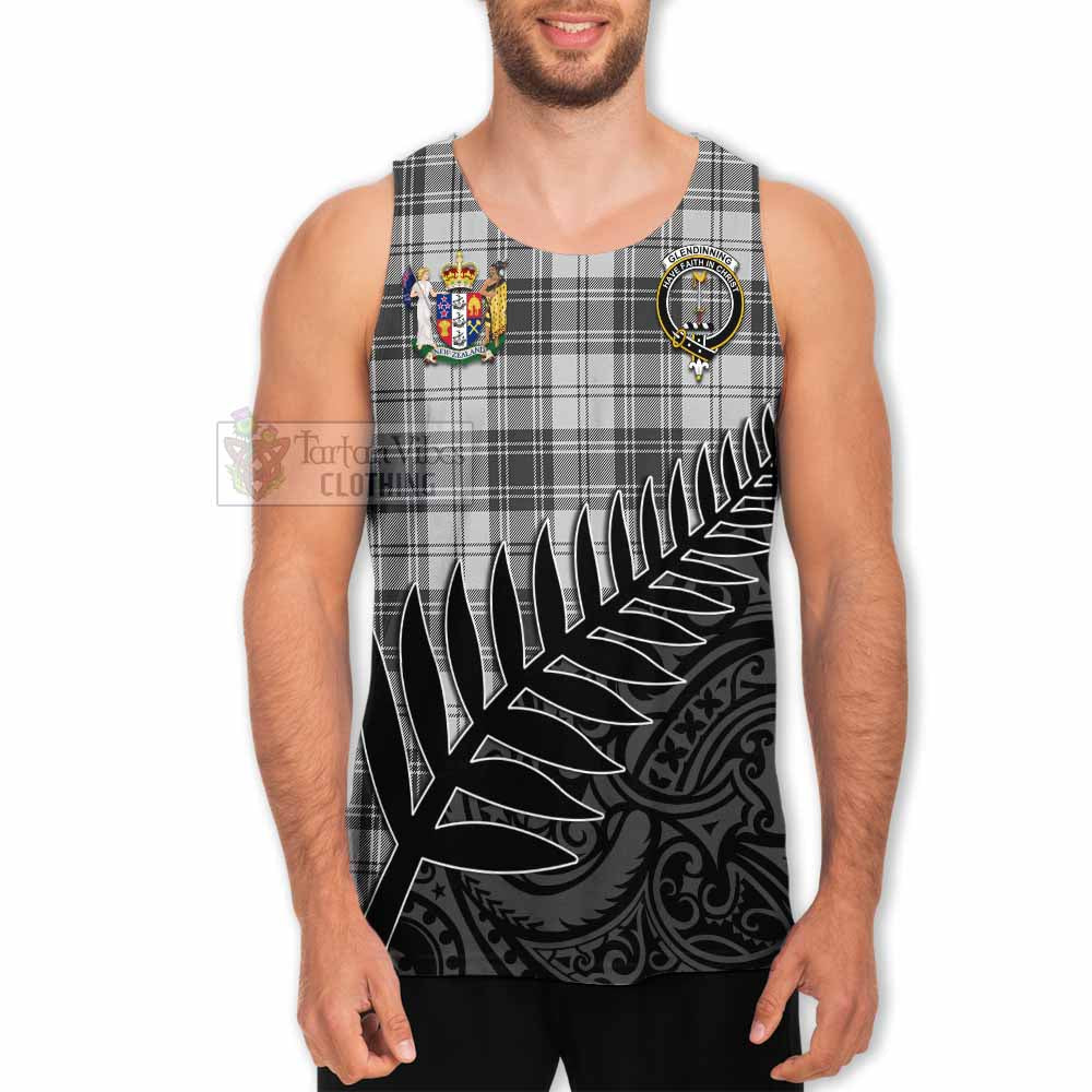 Tartan Vibes Clothing Glendinning Crest Tartan Men's Tank Top with New Zealand Silver Fern Half Style