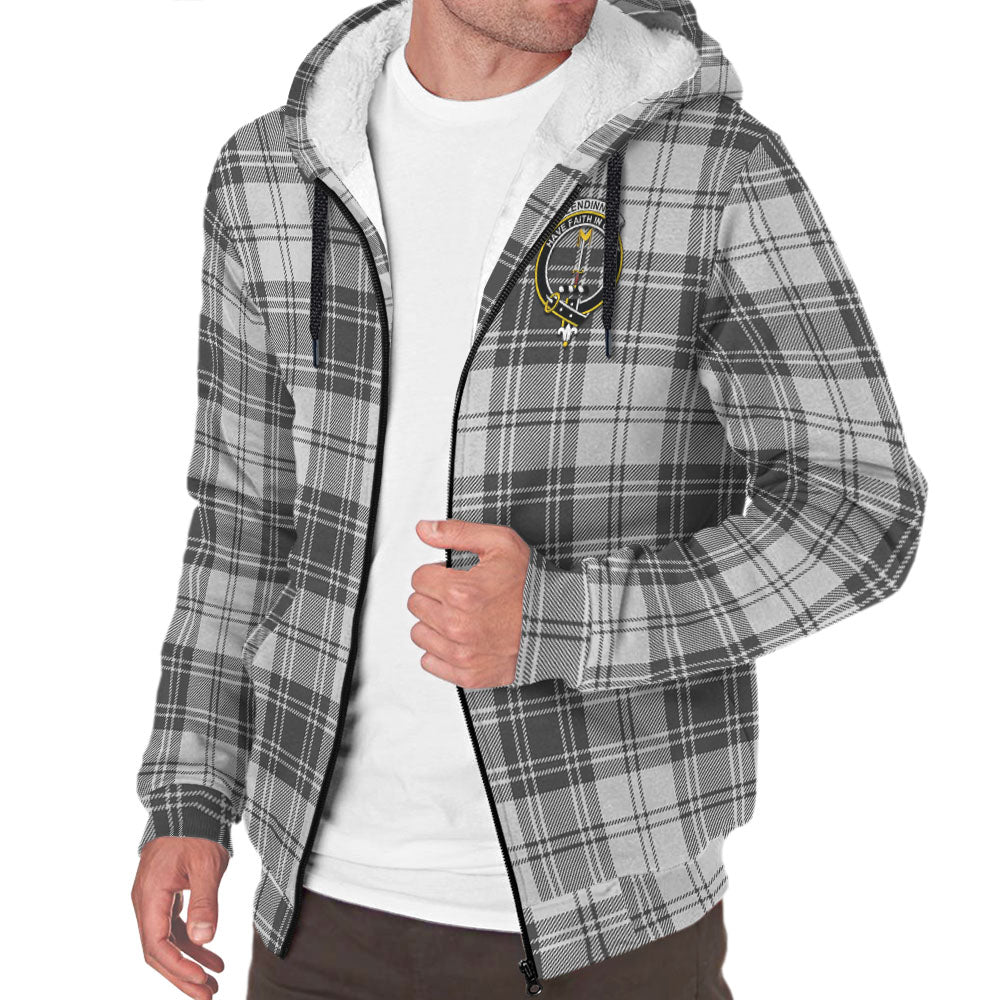 Glendinning Tartan Sherpa Hoodie with Family Crest - Tartan Vibes Clothing