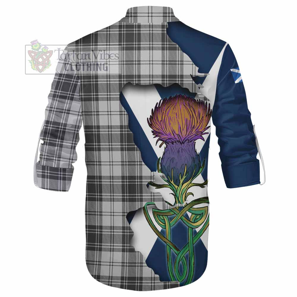 Tartan Vibes Clothing Glendinning Tartan Family Crest Ghillie Kilt Shirt Scottish Thistle Celtic Inspired