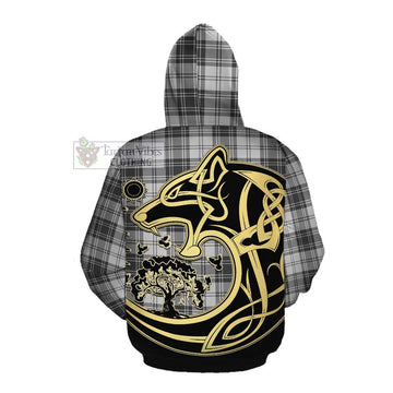 Glendinning Tartan Cotton Hoodie with Family Crest Celtic Wolf Style Pullover Hoodie - Tartan Vibes Clothing
