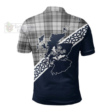 Glendinning Tartan Polo Shirt Featuring Thistle and Scotland Map - Tartanvibesclothing Store