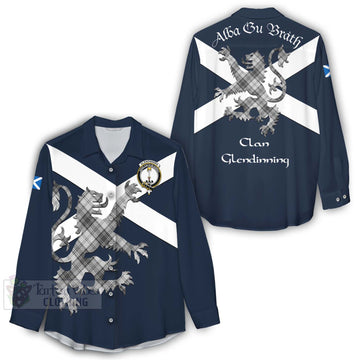 Glendinning Tartan Lion Rampant Women's Casual Shirt Proudly Display Your Heritage with Alba Gu Brath and Clan Name - Tartan Vibes Clothing