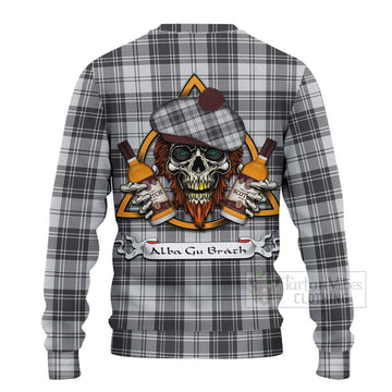 Glendinning Tartan Ugly Sweater with Family Crest and Bearded Skull Holding Bottles of Whiskey - Tartan Vibes Clothing