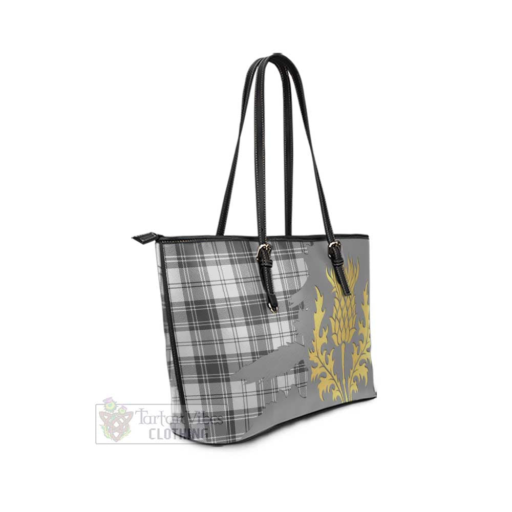 Glendinning Tartan Leather Tote Bag Gold Thistle Style - Tartan Vibes Clothing