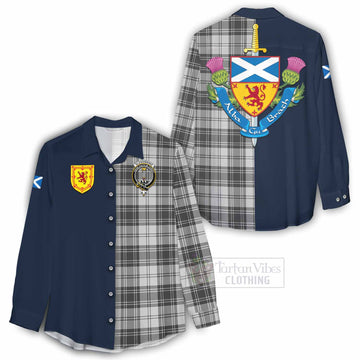 Glendinning Tartan Women's Casual Shirt Alba with Scottish Lion Royal Arm Half Style - Tartan Vibes Clothing