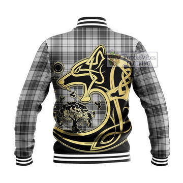 Glendinning Tartan Baseball Jacket with Family Crest Celtic Wolf Style - Tartan Vibes Clothing