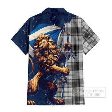 Glendinning Tartan Family Crest Hawaiian Shirt with Scottish Majestic Lion - Tartan Vibes Clothing