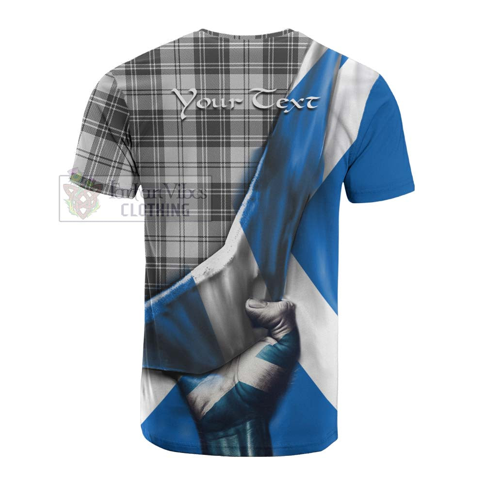 Tartan Vibes Clothing Glendinning Tartan Cotton T-shirt with Family Crest Scotland Patriotic Style