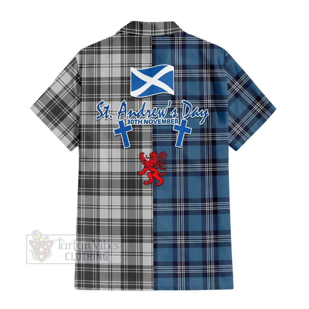 Glendinning Tartan Hawaiian Shirt Happy St. Andrew's Day Half Tartan Style - Tartan Vibes Clothing
