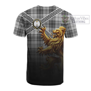 Glendinning Crest Tartan Cotton T-shirt with Golden Lion Emblem Celtic Style