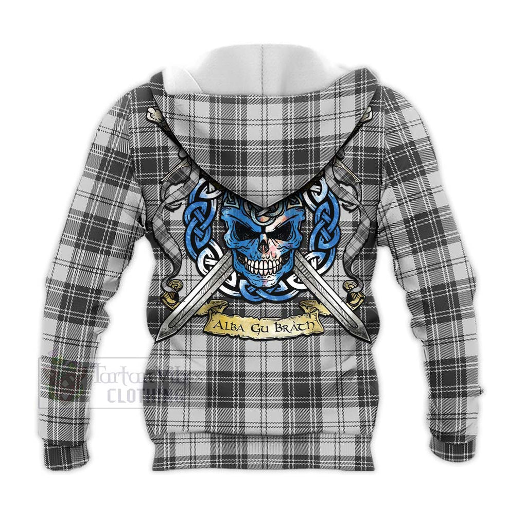 Glendinning Tartan Knitted Hoodie with Family Crest Celtic Skull Style - Tartan Vibes Clothing