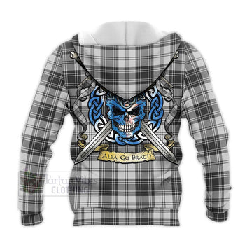 Glendinning Tartan Knitted Hoodie with Family Crest Celtic Skull Style - Tartan Vibes Clothing
