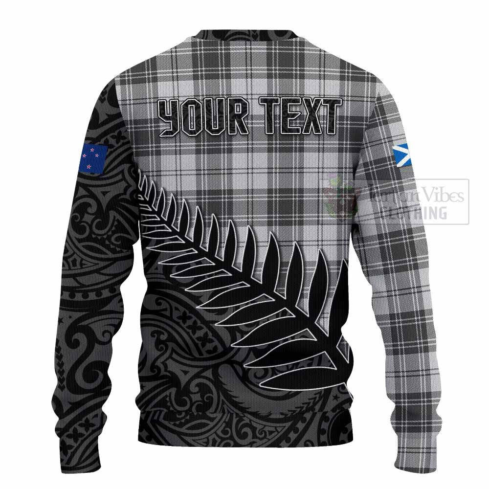 Tartan Vibes Clothing Glendinning Crest Tartan Knitted Sweater with New Zealand Silver Fern Half Style
