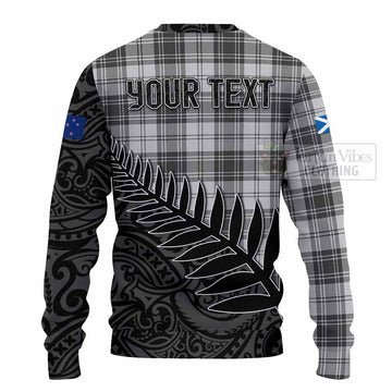 Tartan Vibes Clothing Glendinning Crest Tartan Knitted Sweater with New Zealand Silver Fern Half Style