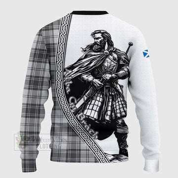 Glendinning Tartan Clan Crest Knitted Sweater with Highlander Warrior Celtic Style - Tartan Vibes Clothing