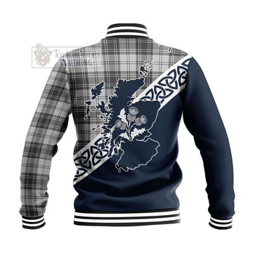 Glendinning Tartan Baseball Jacket Featuring Thistle and Scotland Map - Tartan Vibes Clothing