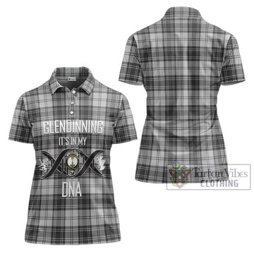 Glendinning Tartan Women's Polo Shirt with Family Crest DNA In Me Style - Tartan Vibes Clothing