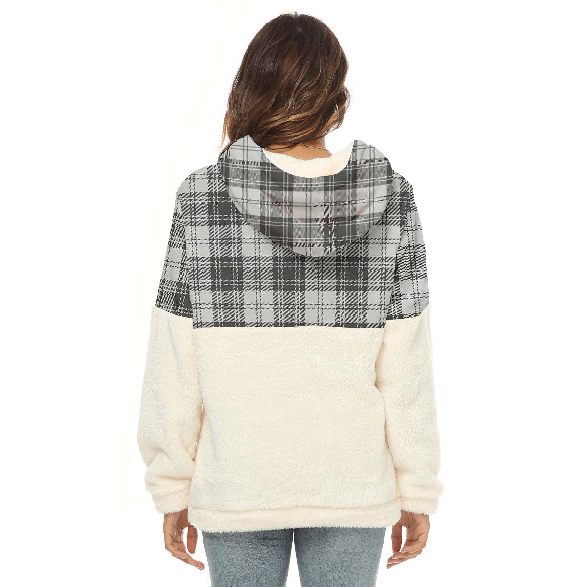 Glendinning Tartan Half Style Women's Borg Fleece Hoodie with Half Zip - Tartan Vibes Clothing