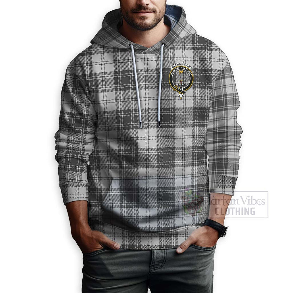 Glendinning Tartan Hoodie with Family Crest Celtic Skull Style - Tartan Vibes Clothing