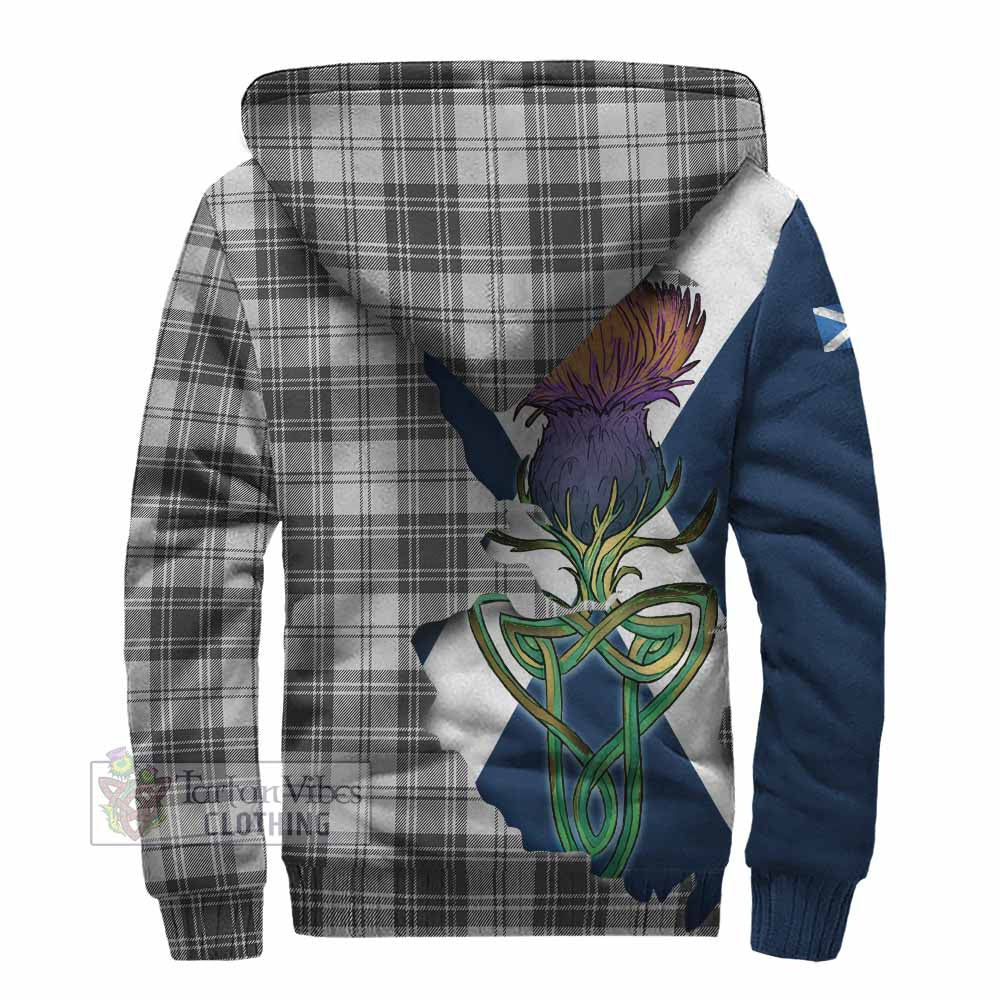 Tartan Vibes Clothing Glendinning Tartan Family Crest Sherpa Hoodie Scottish Thistle Celtic Inspired