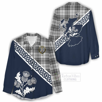 Glendinning Tartan Women's Casual Shirt Featuring Thistle and Scotland Map - Tartan Vibes Clothing
