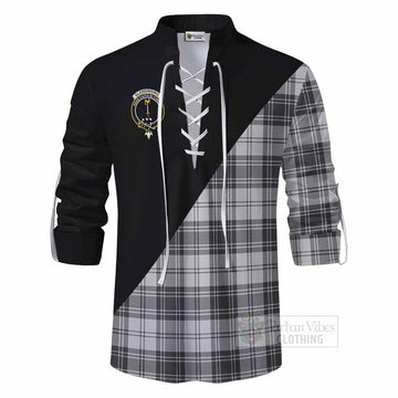Glendinning Tartan Ghillie Kilt Shirt with Family Crest and Military Logo Style - Tartan Vibes Clothing