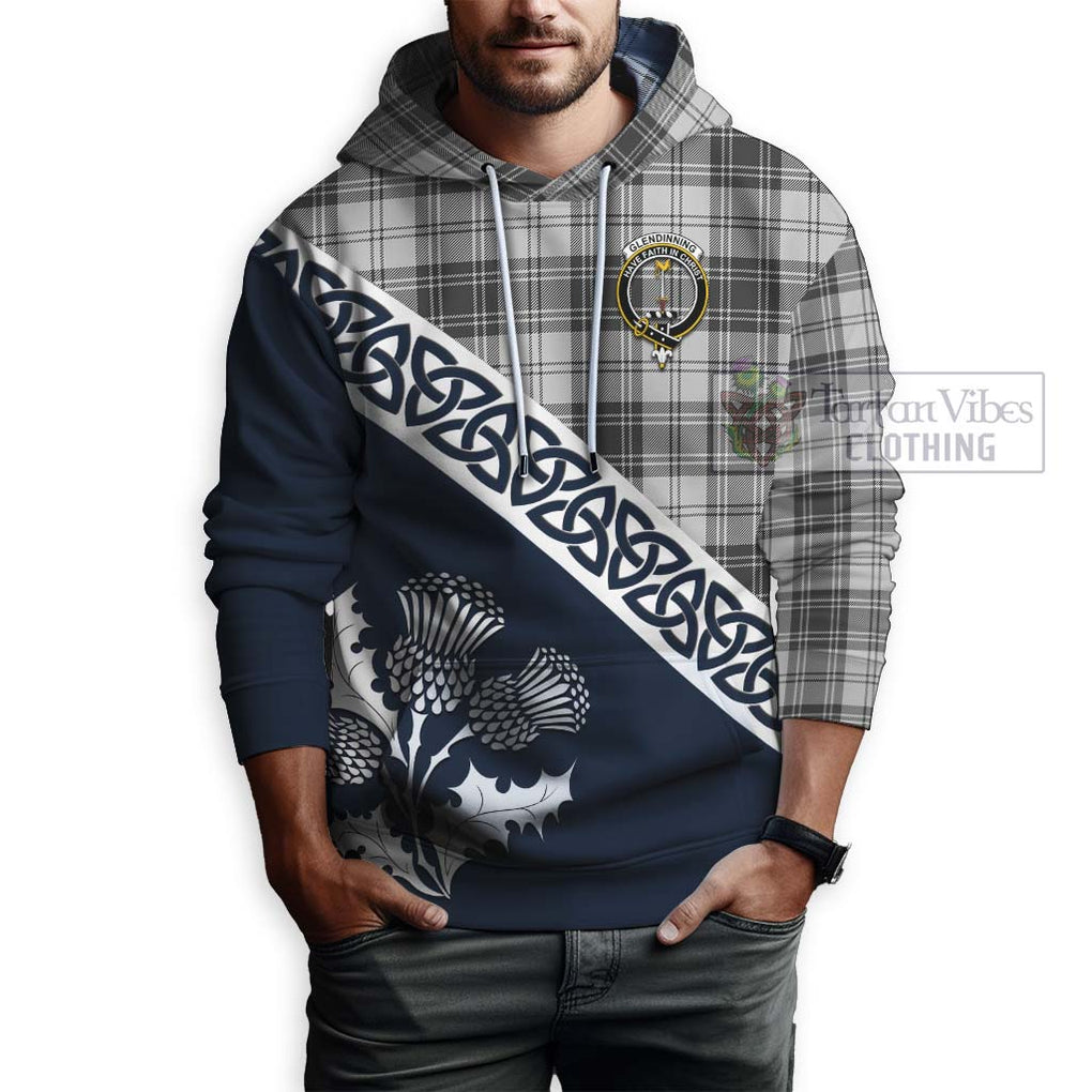 Glendinning Tartan Hoodie Featuring Thistle and Scotland Map - Tartan Vibes Clothing