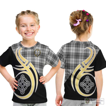 Glendinning Tartan Kid T-Shirt with Family Crest and Celtic Symbol Style - Tartan Vibes Clothing