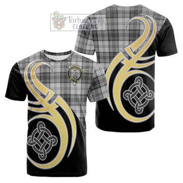 Glendinning Tartan Cotton T-shirt with Family Crest and Celtic Symbol Style