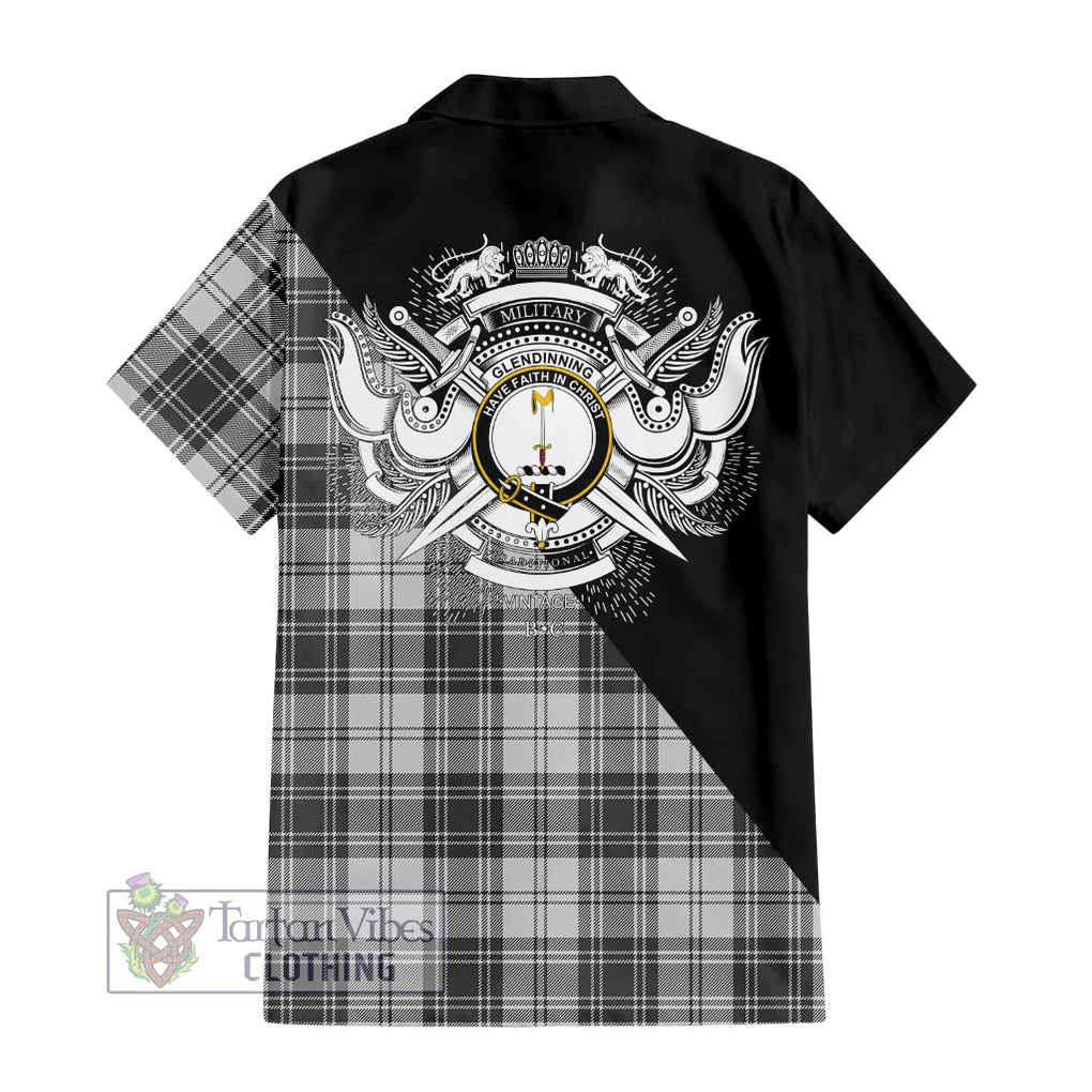 Glendinning Tartan Hawaiian Shirt with Family Crest and Military Logo Style - Tartan Vibes Clothing