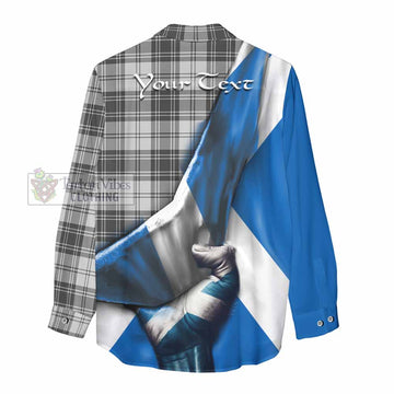 Tartan Vibes Clothing Glendinning Tartan Women's Casual Shirt with Family Crest Scotland Patriotic Style