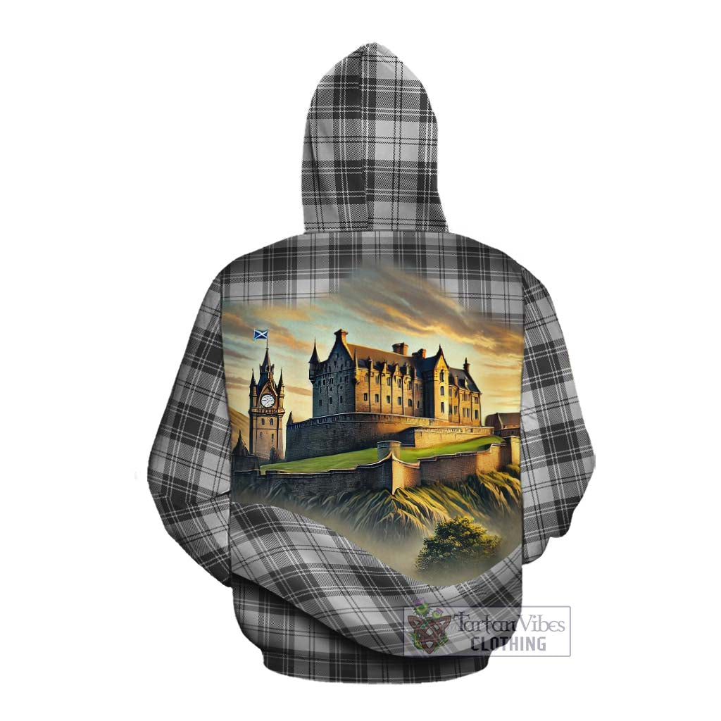 Glendinning Tartan Family Crest Cotton Hoodie with Scottish Ancient Castle Style Pullover Hoodie - Tartan Vibes Clothing