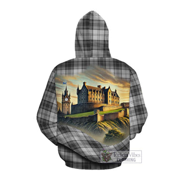 Glendinning Tartan Family Crest Cotton Hoodie with Scottish Ancient Castle Style Pullover Hoodie - Tartan Vibes Clothing
