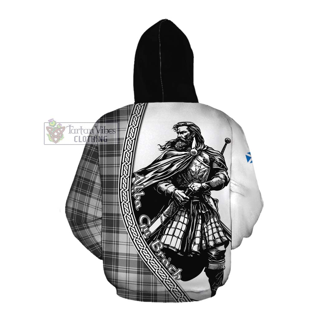 Glendinning Tartan Clan Crest Cotton Hoodie with Highlander Warrior Celtic Style Pullover Hoodie - Tartan Vibes Clothing