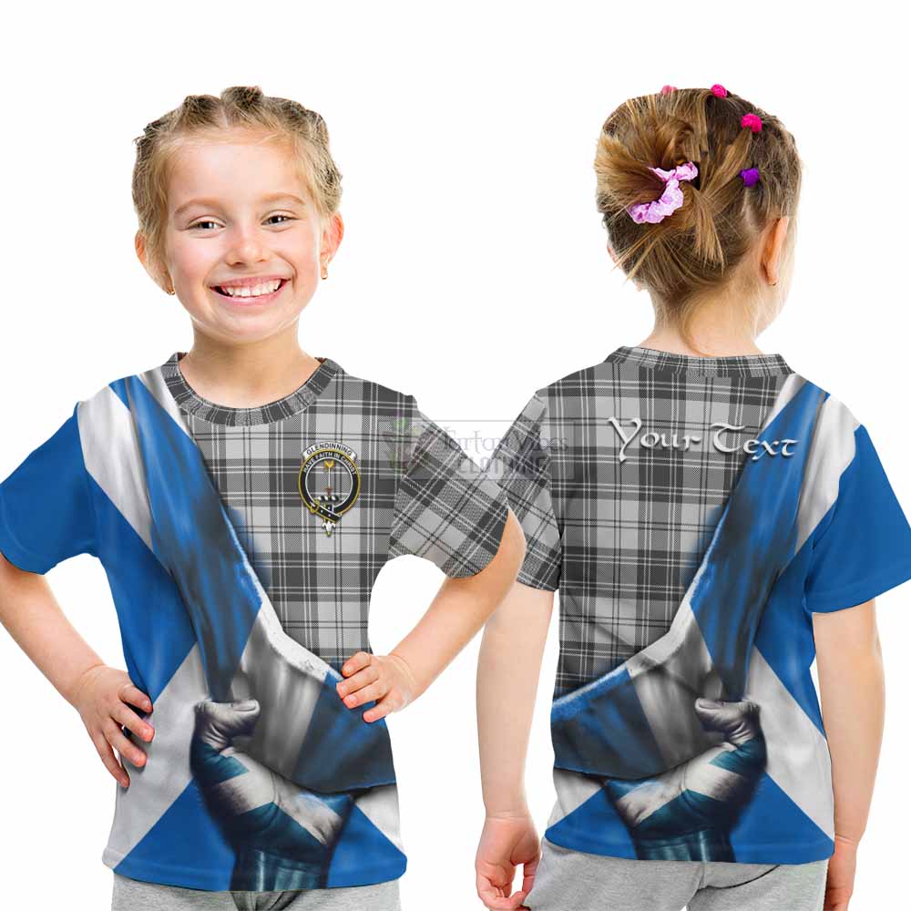 Tartan Vibes Clothing Glendinning Tartan Kid T-Shirt with Family Crest Scotland Patriotic Style