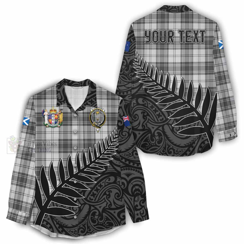 Tartan Vibes Clothing Glendinning Crest Tartan Women's Casual Shirt with New Zealand Silver Fern Half Style