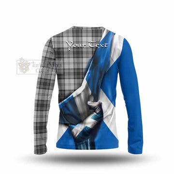 Tartan Vibes Clothing Glendinning Tartan Long Sleeve T-Shirt with Family Crest Scotland Patriotic Style