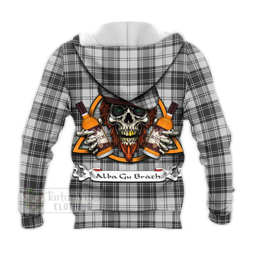 Glendinning Tartan Knitted Hoodie with Family Crest and Bearded Skull Holding Bottles of Whiskey - Tartan Vibes Clothing