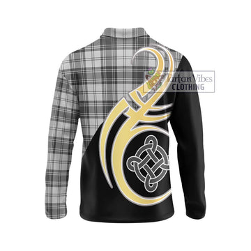 Glendinning Tartan Long Sleeve Polo Shirt with Family Crest and Celtic Symbol Style - Tartan Vibes Clothing