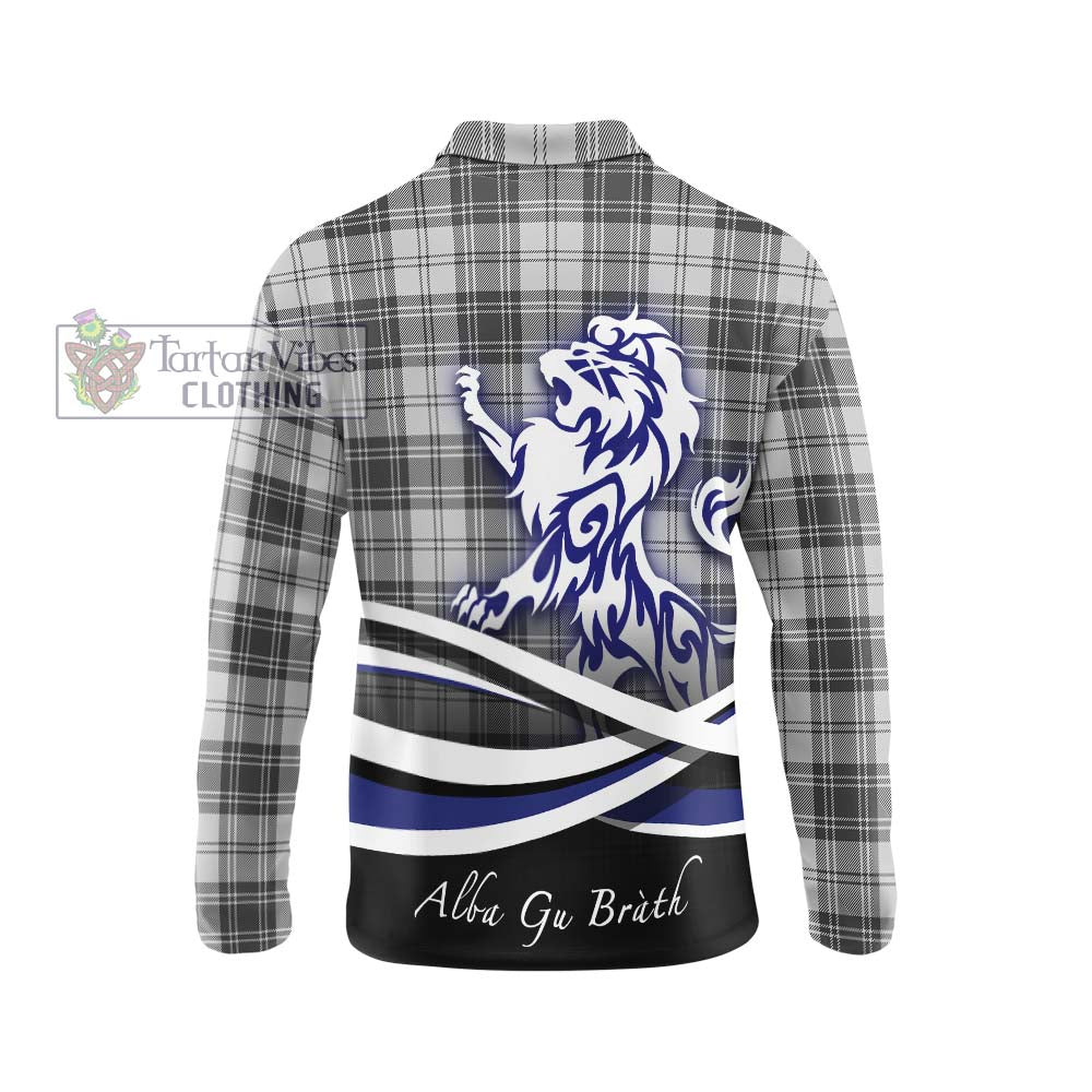 Glendinning Tartan Long Sleeve Polo Shirt with Alba Gu Brath Regal Lion Emblem - Tartan Vibes Clothing